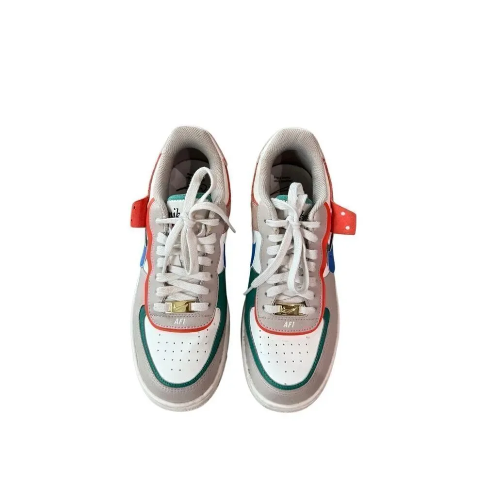 Nike Womens Blue Green Sail Signal Air Force 1 Shadow Sneaker Shoes Size 9.5